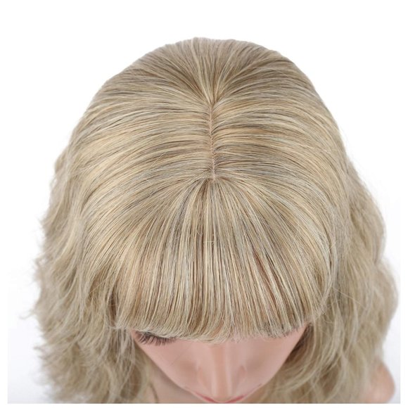 Natural Wavy Short Bob With Air Bangs Women's Shoulder Length Wigs Curly Wavy - Picture 5 of 6